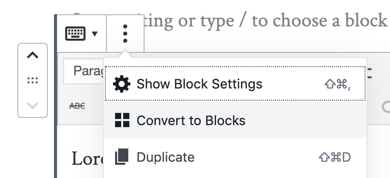 WordPress Block editing