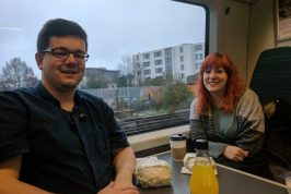 Laura and Michael on the train to London