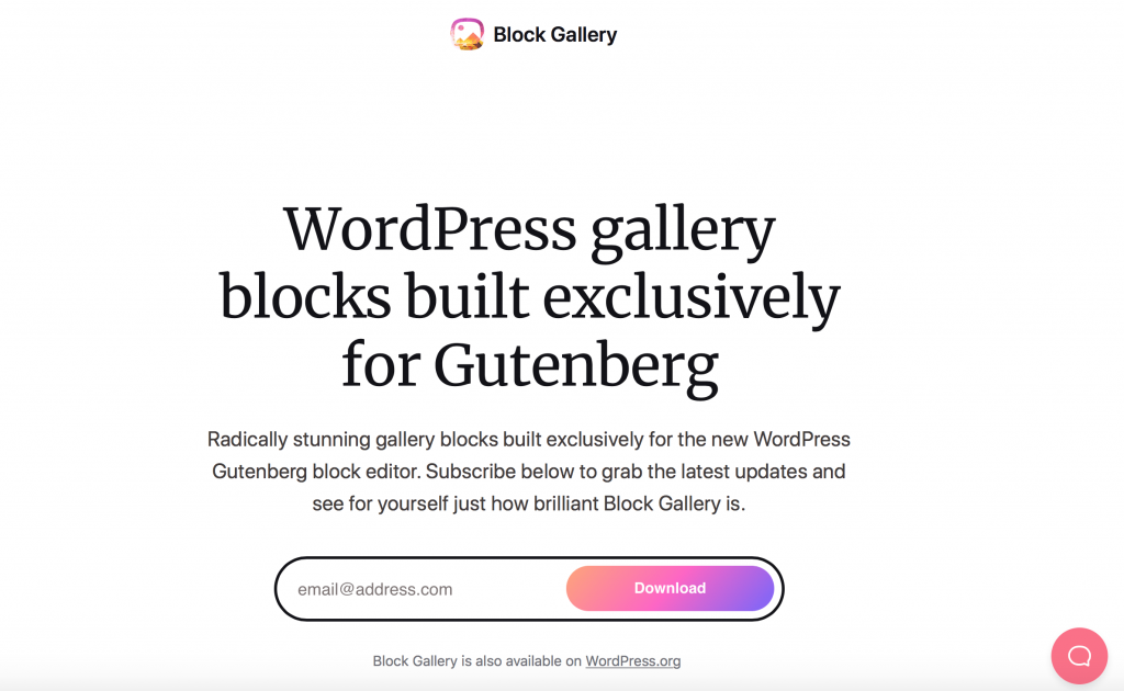 Screen Shot of Block Gallery's homepage